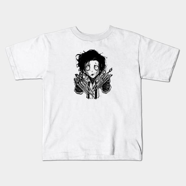 Edward Scissorhands Kids T-Shirt by Panxia